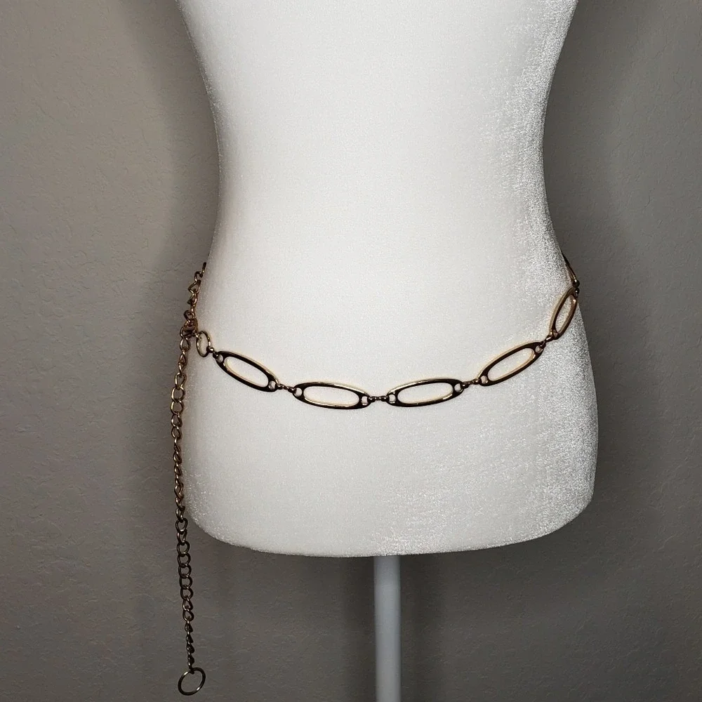 Gold Tone Oval Link Chain Belt Women's Fashion‎ Accessory Accent